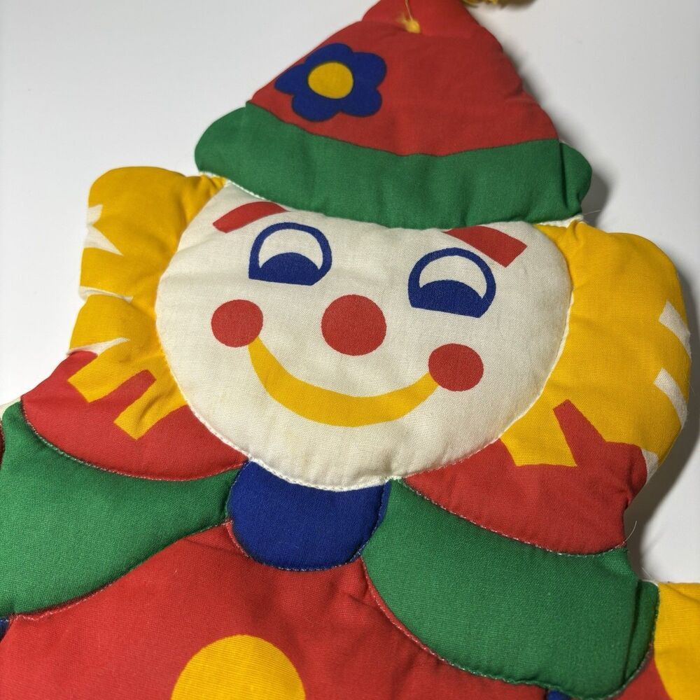 Vintage Fabric Clown Padded Nursery Wall Decor 30” Colorful Circus - Picture 8 of 10